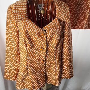 Vintage Orange Polka Dot Skirt & Blazer Set Size 12 Monroe & Main